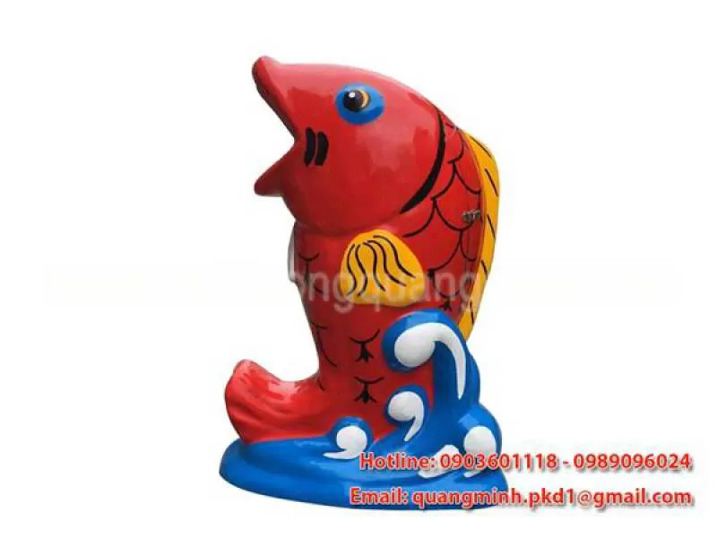 Thùng rác cá chép nhiều màu