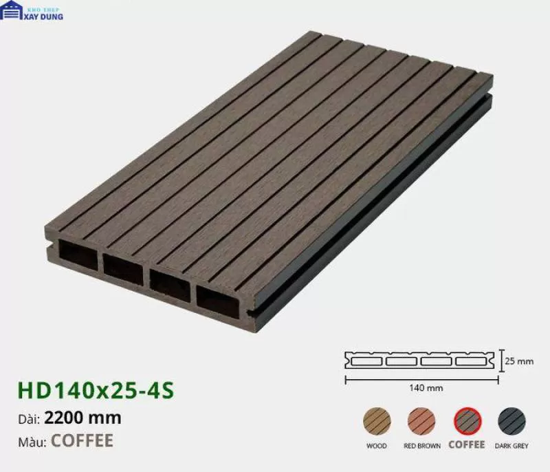 Sàn Gỗ Nhựa IWood HD140x25-4S-Coffee