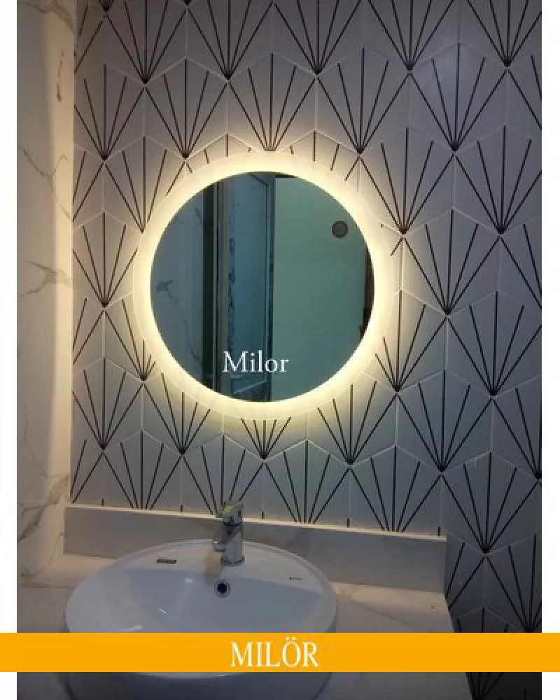 Gương nhà tắm led tròn hắt sáng Milor phi 60cm