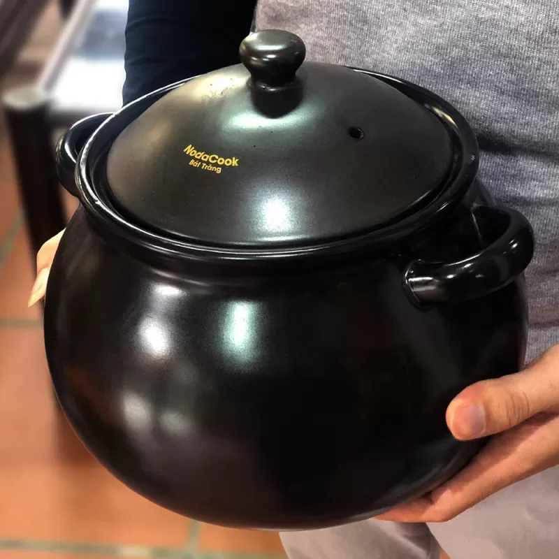 Nồi đất cỡ lớn hầm gà nấu thuốc bắc 5 lít (Đen) - NodaCook Bát Tràng