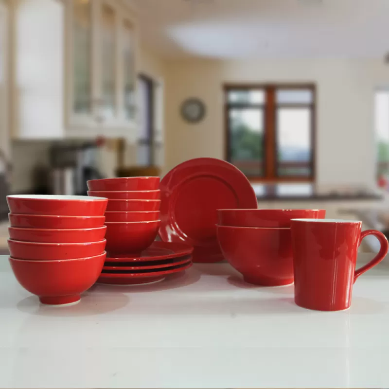 Bộ đồ ăn phong cách hiện đại 17 món (Đỏ)