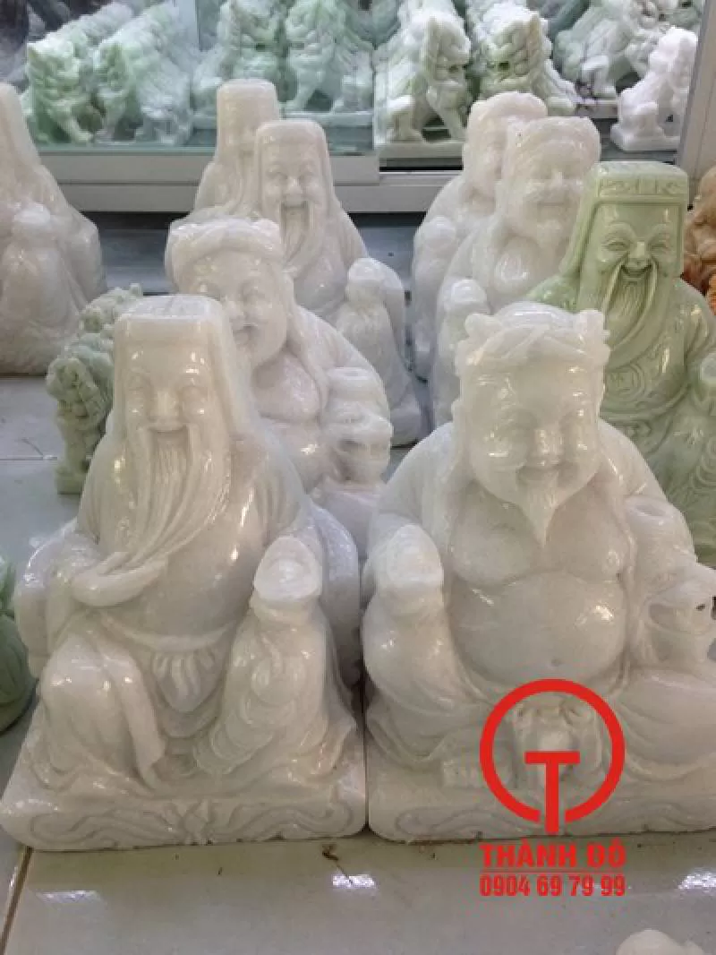 Tượng Thần Tài Thổ Địa đá trắng 20cm