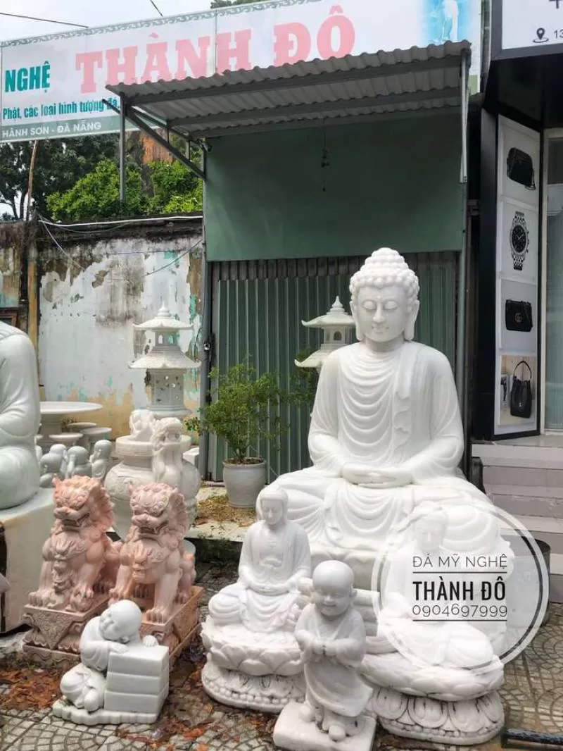 Tượng Phật Thích Ca đá trắng 2m