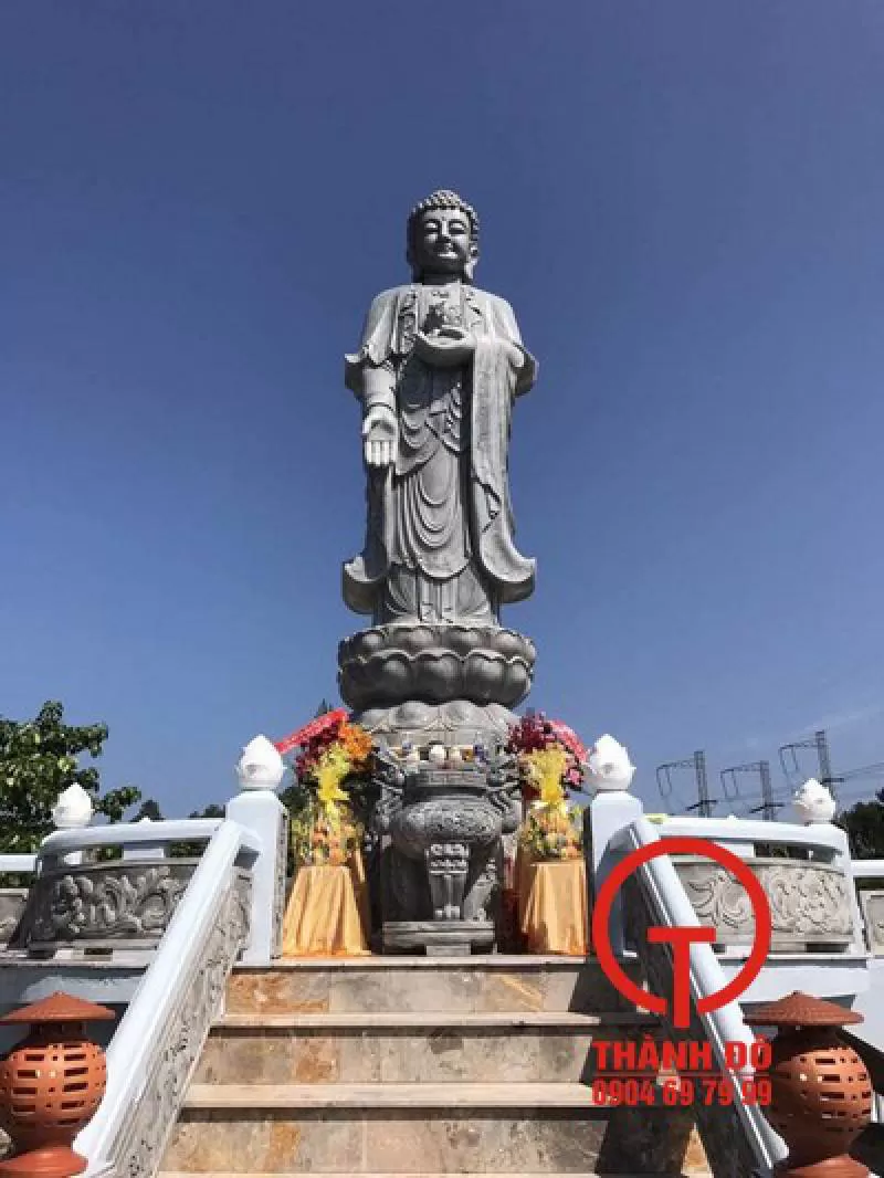 Tượng Phật A Di Đà đá đen