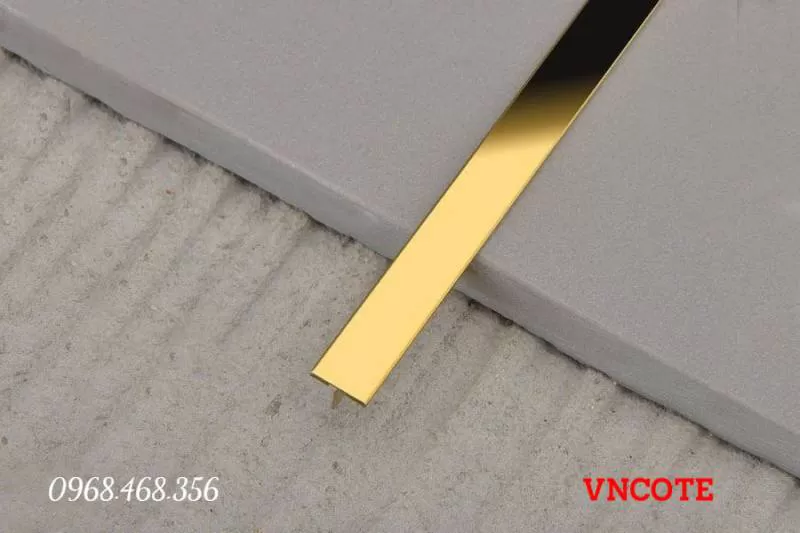 Nẹp inox chữ T20 màu vàng bóng