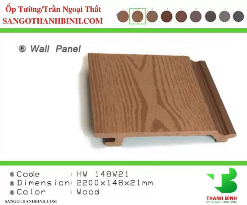 Gỗ Nhựa Composite Ốp Tường-Trần Ngoại Thất Mã 148W21 (Wood)