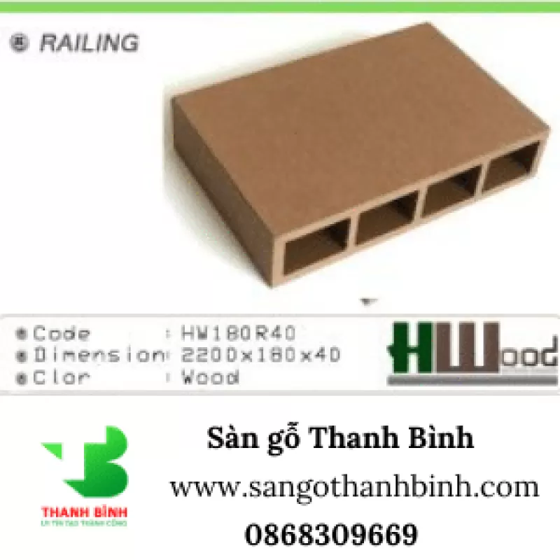 Sàn gỗ nhựa ngoài trời Hwood Railing HW 180R40