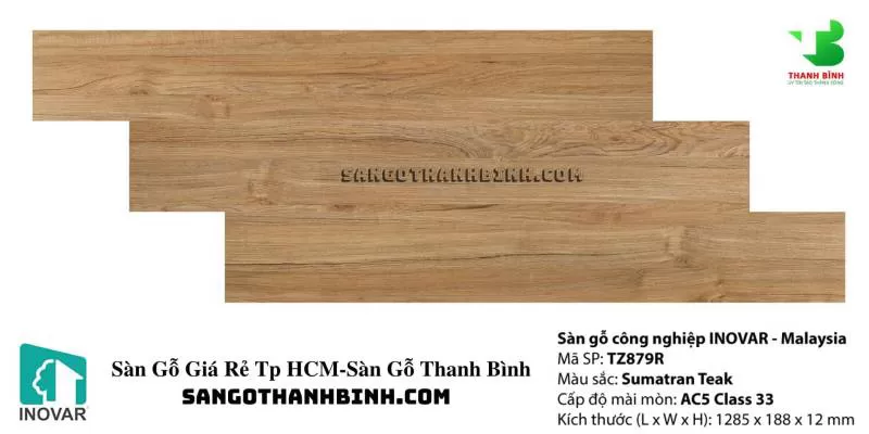 Sàn Gỗ INOVAR Dòng Traficc Zone 12mm Mã TZ 879R Sàn Phẳng (Khe V)