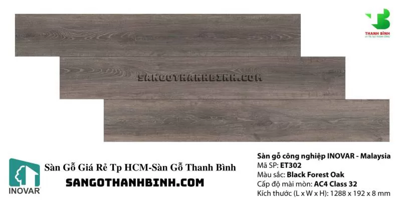 Sàn Gỗ INOVAR 8mm Hèm V 4 Chiều Mã ET 302