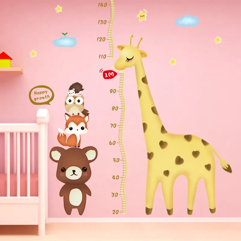 Decal Đo Chiều Cao Hươu Cao Cổ Và Những Người Bạn