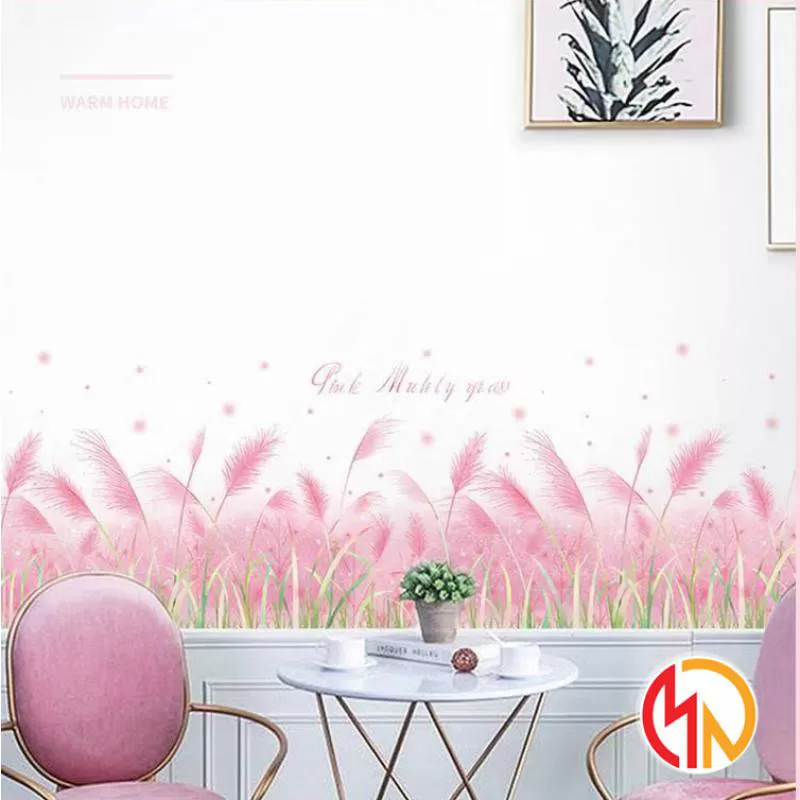 Decal Chân Tường Bông Lau Hồng