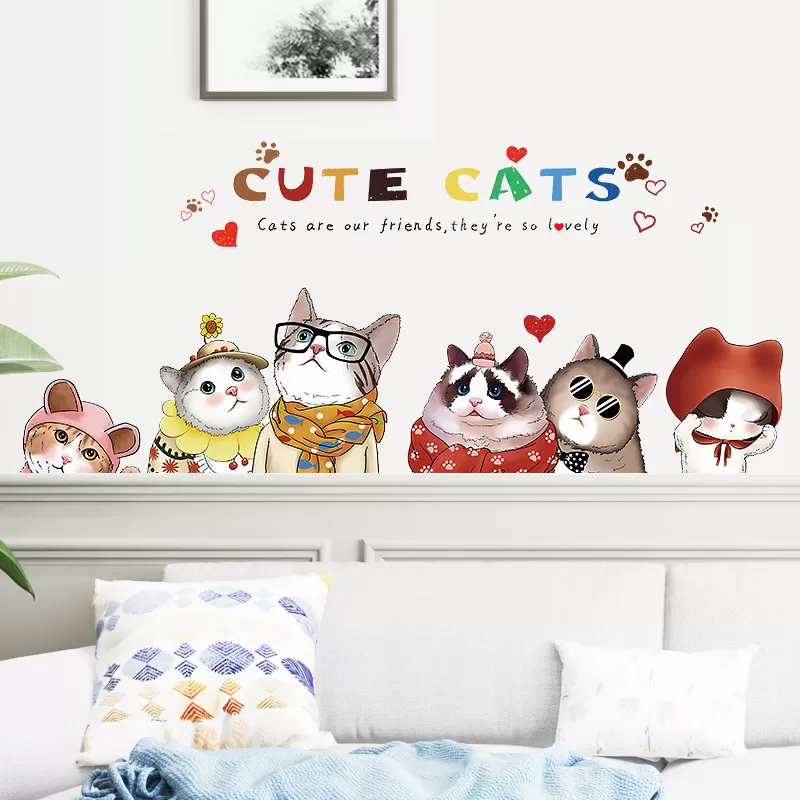 Decal Dán Tường Cute Cats