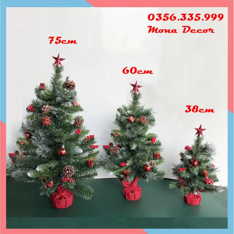 Cây Thông Noel Để Bàn 3 Loại Lá 38cm – 60cm – 75cm
