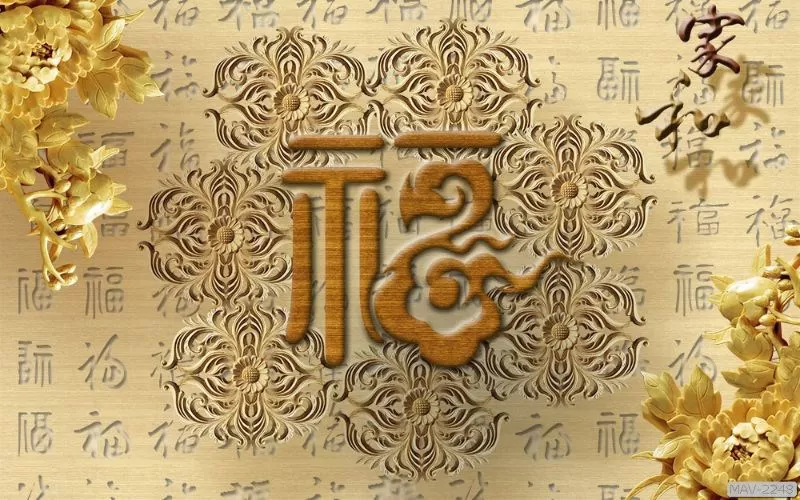 Tranh dán tường phòng thờ - Tranh điêu khắc 