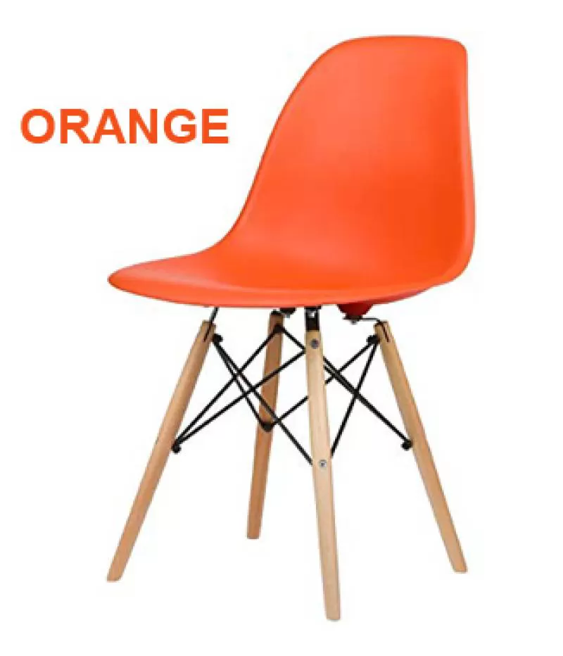 Ghế nhựa chân gỗ màu cam