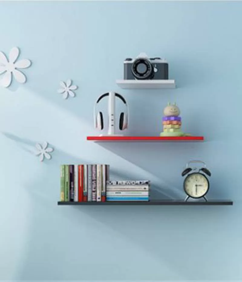 Kệ gỗ thanh ngang trang trí phòng khách