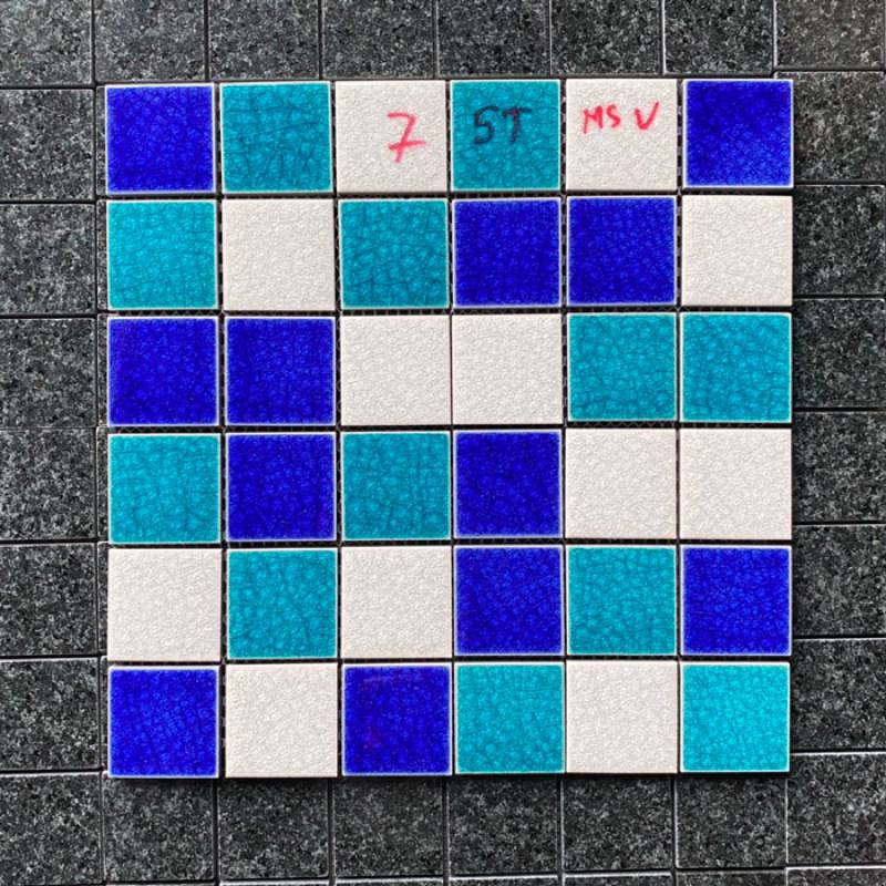 Gạch mosaic gốm sứ trang trí ốp lát bể bơi 48x48x4mm phối màu EG-694H4B