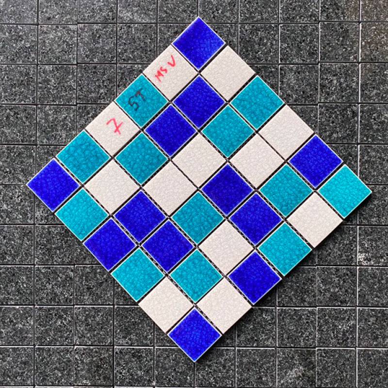 Gạch mosaic gốm sứ trang trí ốp lát bể bơi 48x48x4mm phối màu EG-694H4B