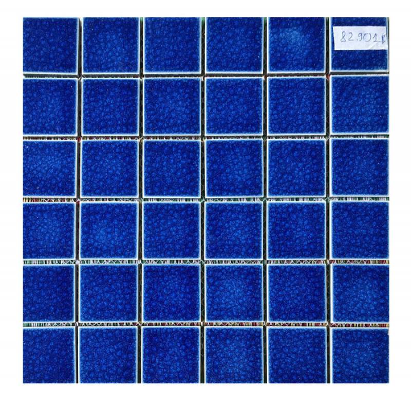 Gạch mosaic gốm sứ trang trí ốp lát bể bơi 48x48x4mm đơn màu EG-82901B