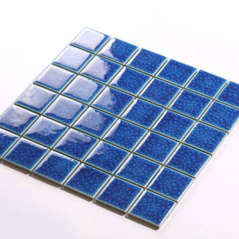 Gạch mosaic gốm sứ trang trí ốp lát bể bơi 48x48x4mm đơn màu EG-82901B