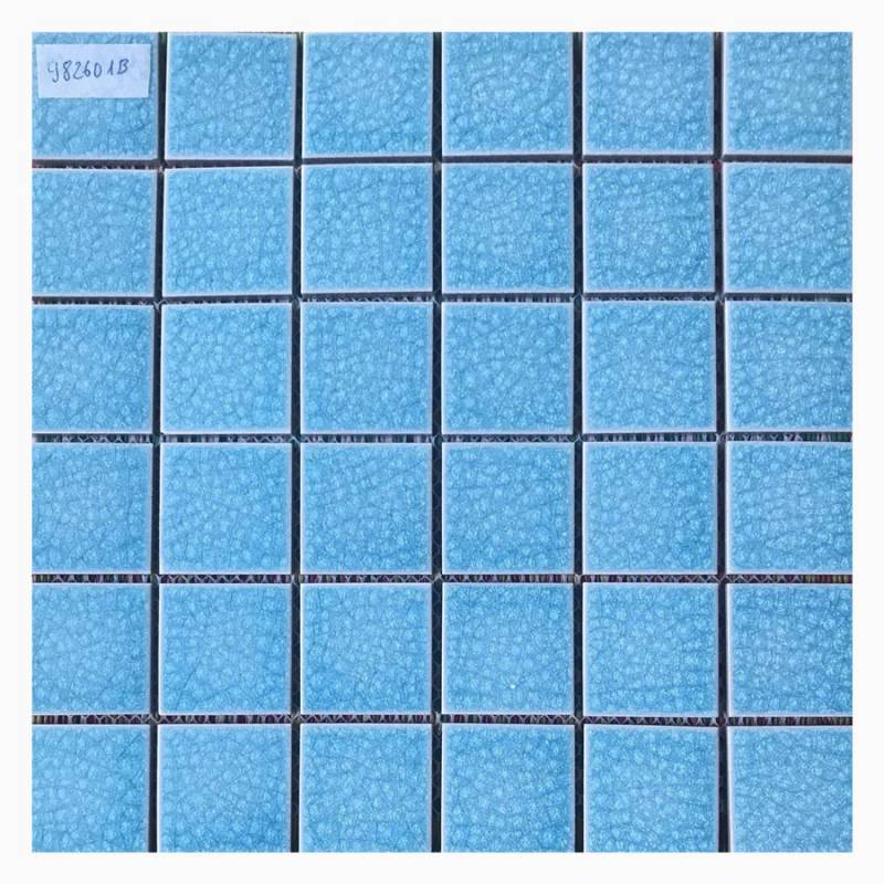 Gạch mosaic gốm sứ trang trí ốp lát bể bơi 48x48x5mm đơn màu EG-982601B