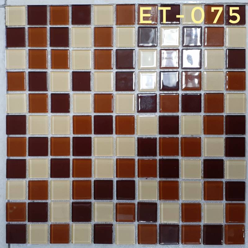 Gạch mosaic thủy tinh ốp lát trang trí 25*25*3.8mm trộn màu ET-075