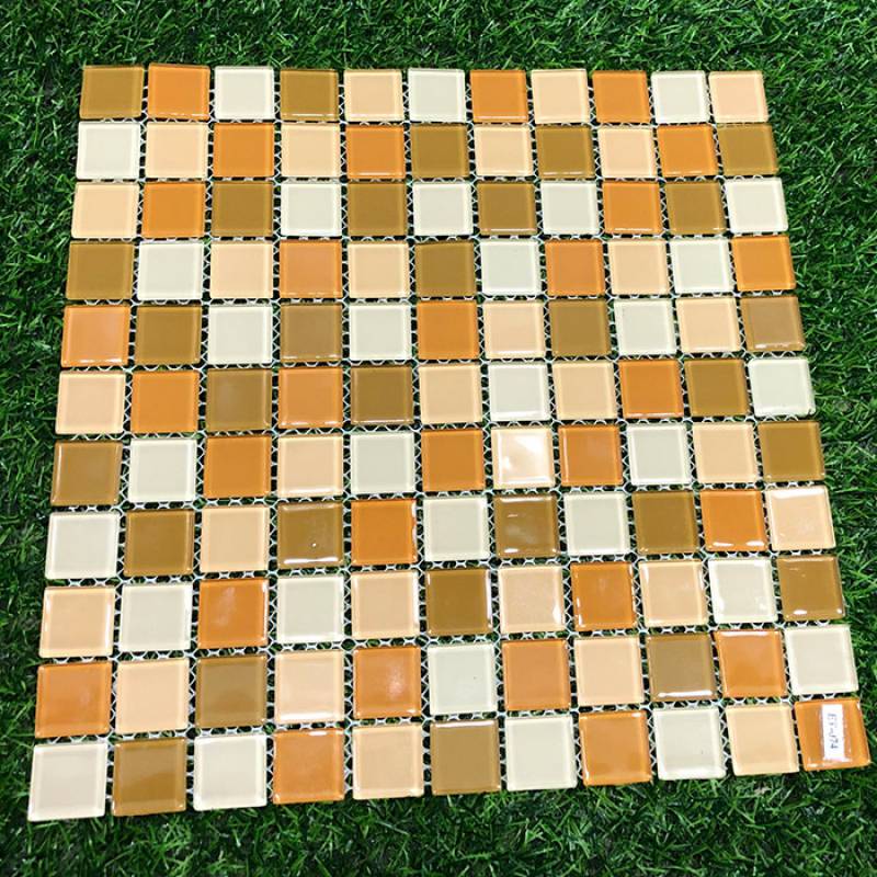 Gạch mosaic thủy tinh ốp lát trang trí 25*25*3.8mm trộn màu ET-074