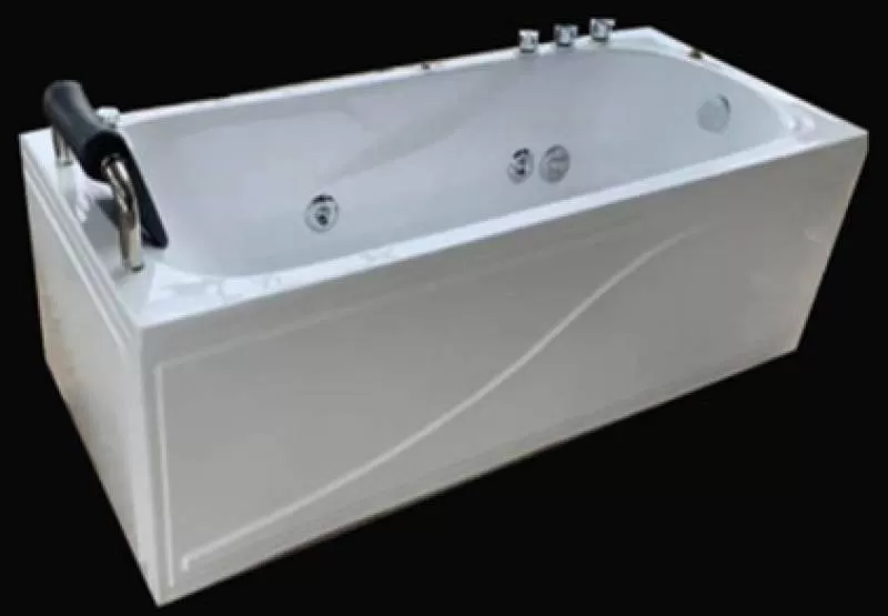 White Acrylic Rectangular Whirlpool Tub