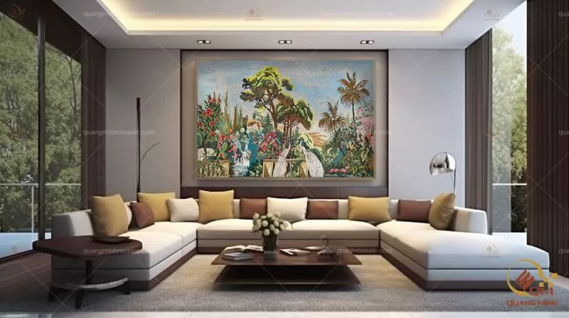 Tranh Mosaic Gốm Rừng Nhiệt Đới QM-RND01