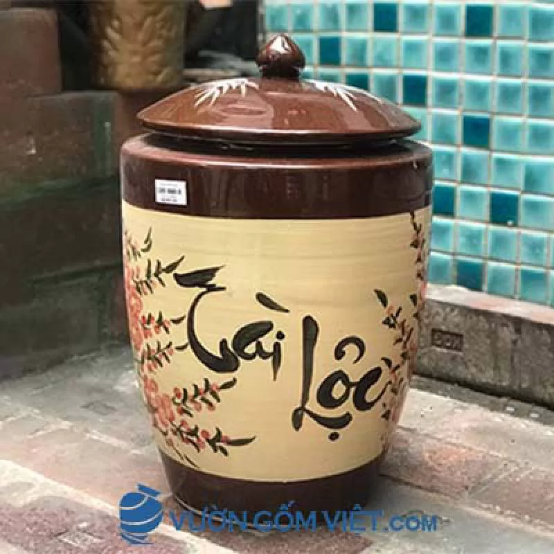 Hũ gạo "Tài - Lộc" 20kg nắp nhọn