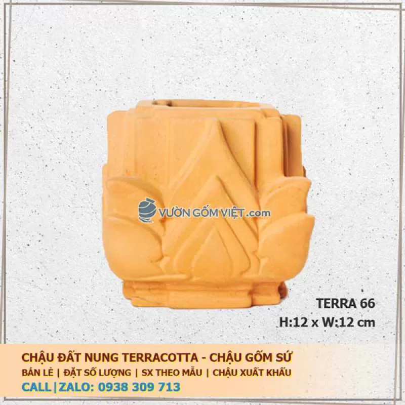Chậu gốm hoa văn nổi đất nung 66