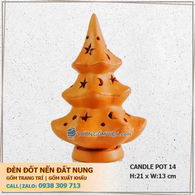 Đèn đốt nến cây thông 14 Đèn nến trang trí Terracotta 