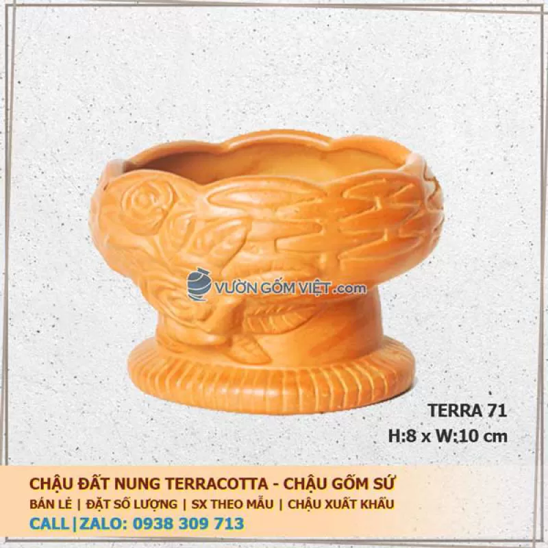 Chậu gốm hoa văn nổi đất nung 73