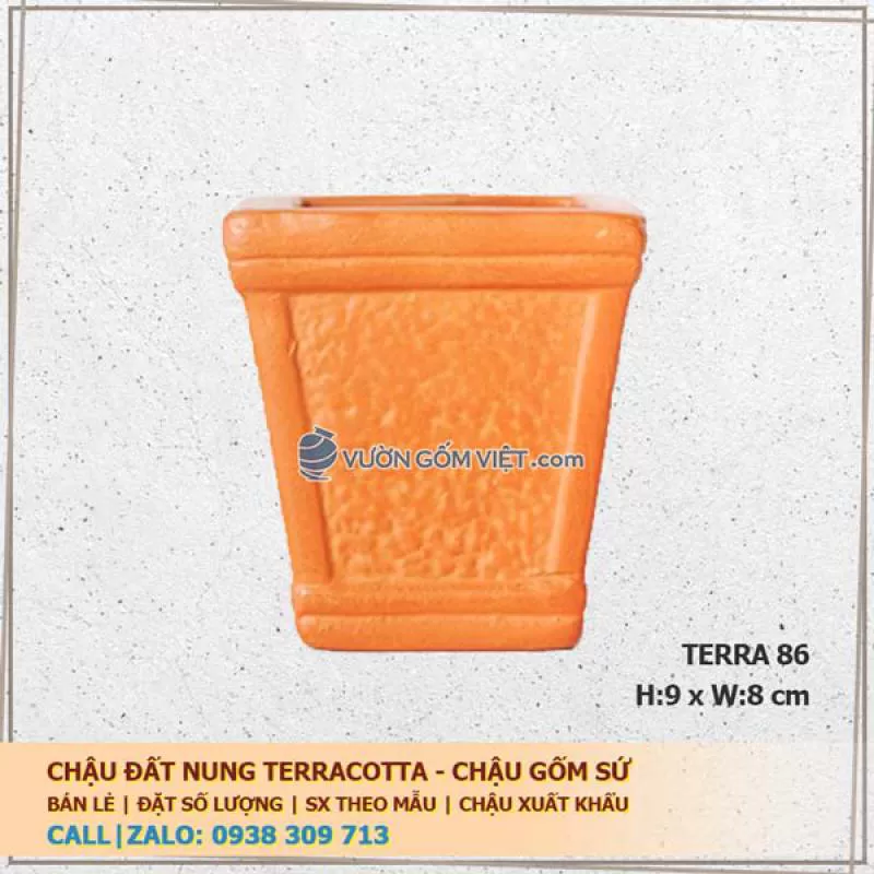 Chậu gốm hoa văn nổi đất nung 86 