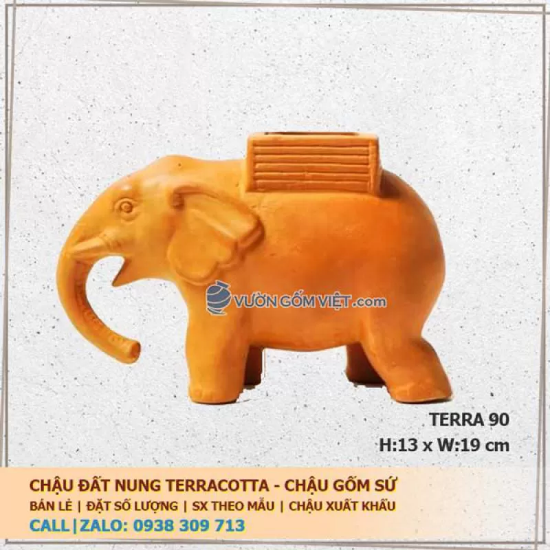 Chậu gốm trồng cây hình voi 91 