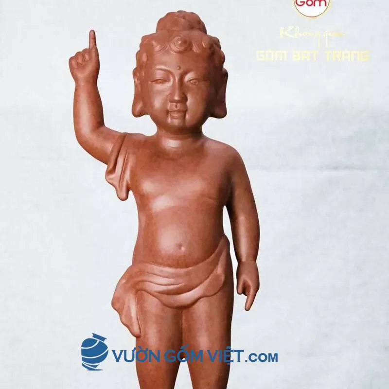 Tượng Phật nâu men đồng 41cm