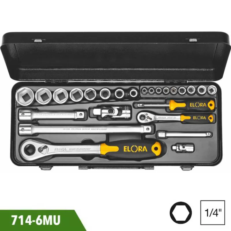 Bộ tuýp lục giác 25 món, 1/2 và 1/4 inch, Elora 714-6MU