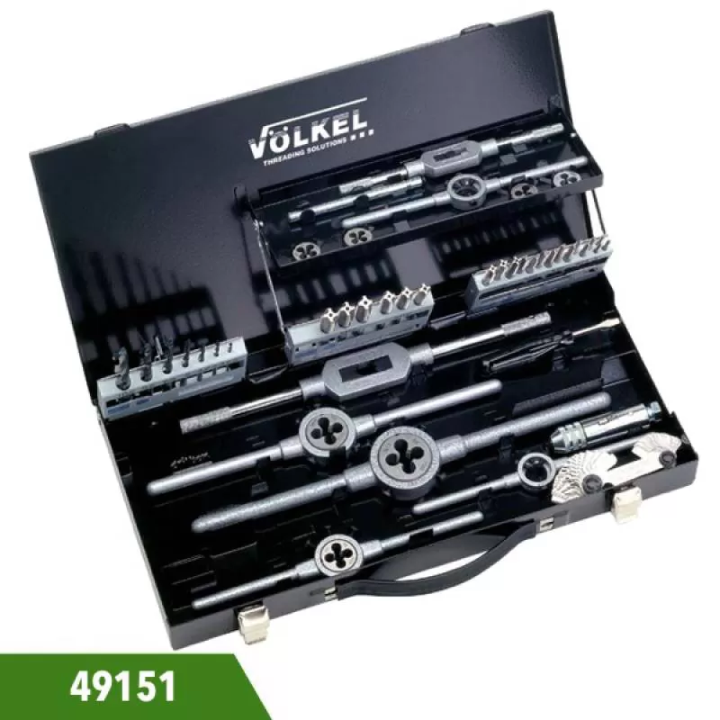 Bộ taro ren 51 chi tiết M3-M12 trong ngoài kết hợp 49151 Volkel Germany