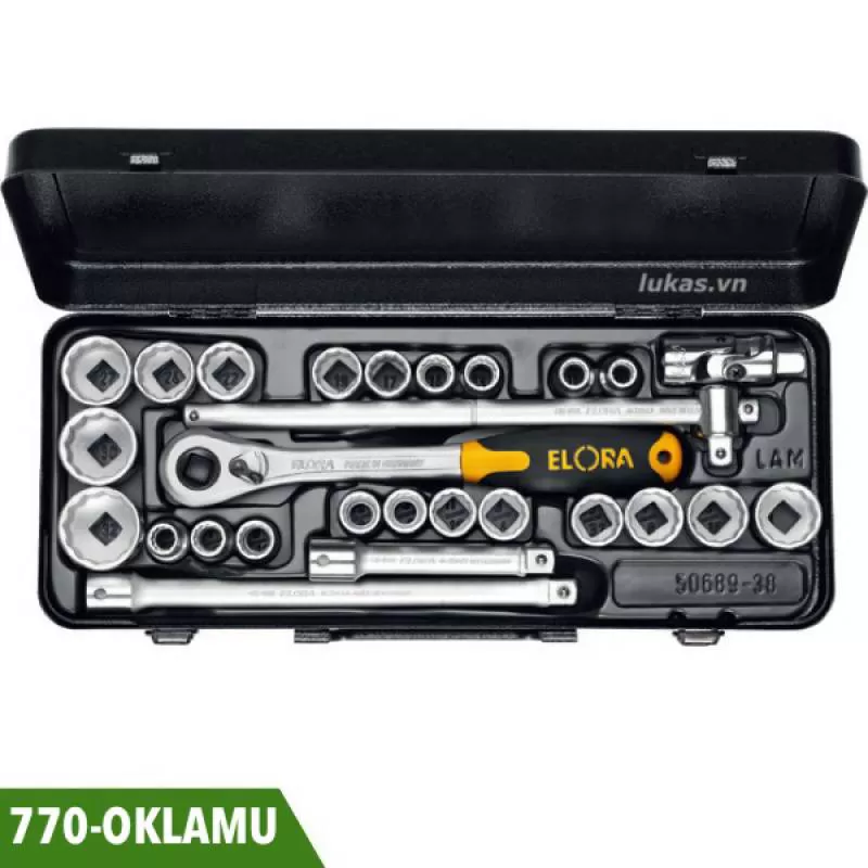 Bộ đầu chụp 27 món 770-OKLAMU vuông 1/2 inch Elora Germany