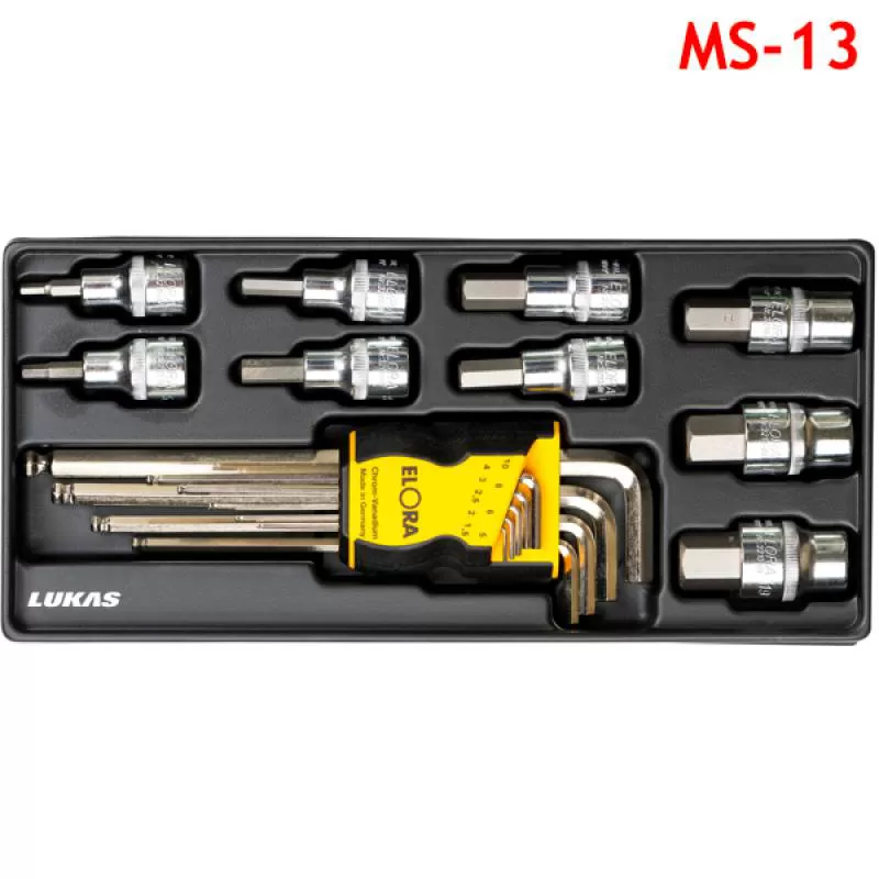 Bộ đầu tuýp và lục giác 18 món MS-13 Elora Germany, 1/2 inch