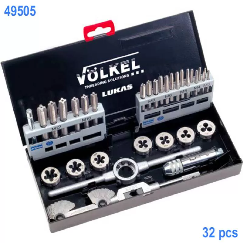 Bộ taro bàn ren M3-M12 gồm 32 món 49505 Volkel Germany