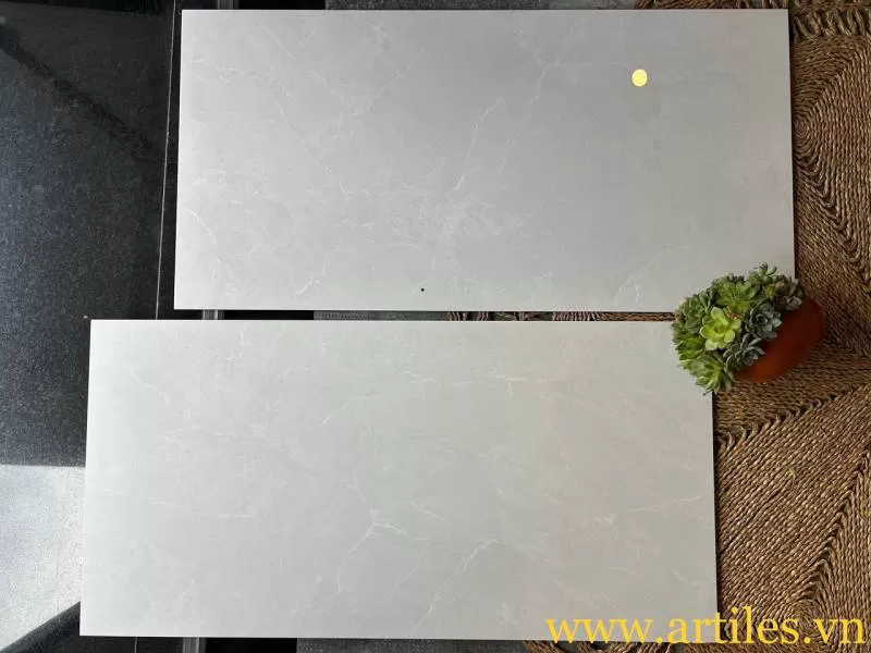 Gạch 60x120 bóng và mờ màu kem sáng 