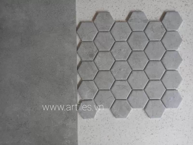 Gạch Mosaic Lục Giác Xám 