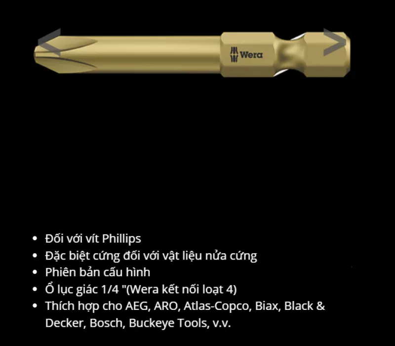 Đầu vít 05134932001 Wera 4 cạnh 851/4 A PH2 dài 50mm – Handtools Việt Nam
