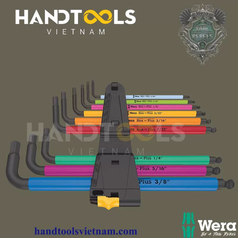 Bộ Lục Giác Wera L 950/9 Hex-Plus Multicolour Imperial 2, đế, BlackLaser, 9 chiếc 05022640001 – Handtools Việt Nam