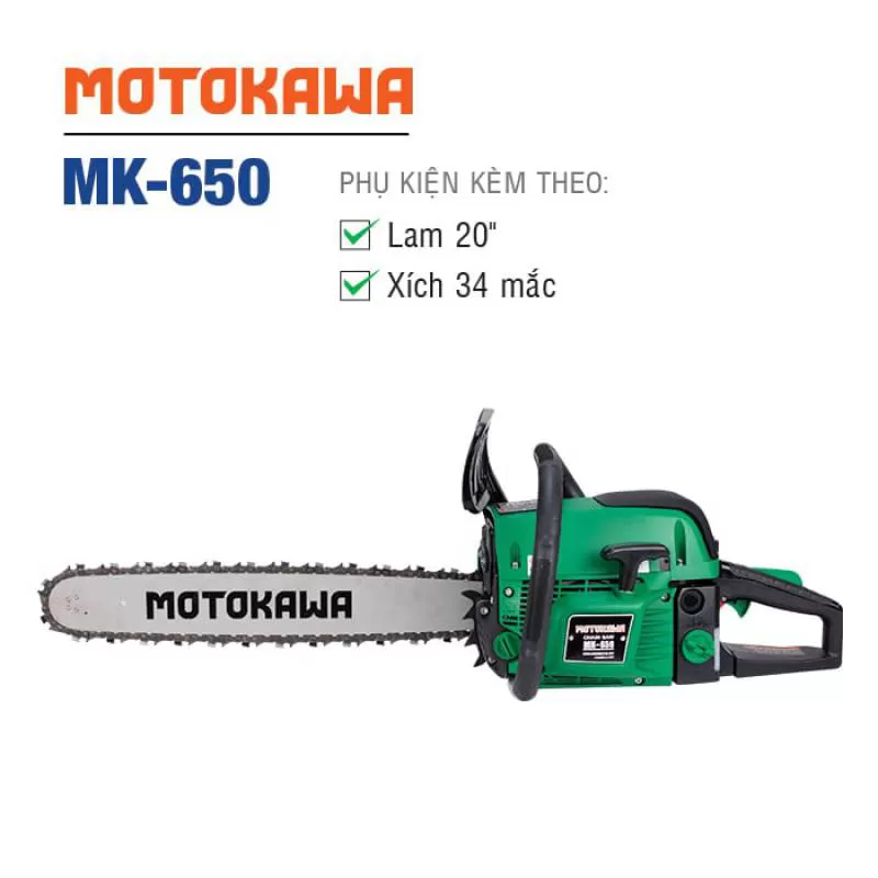 Máy cưa xích MOTOKAWA MK-650 (Lam 20", xích 34 mắc)
