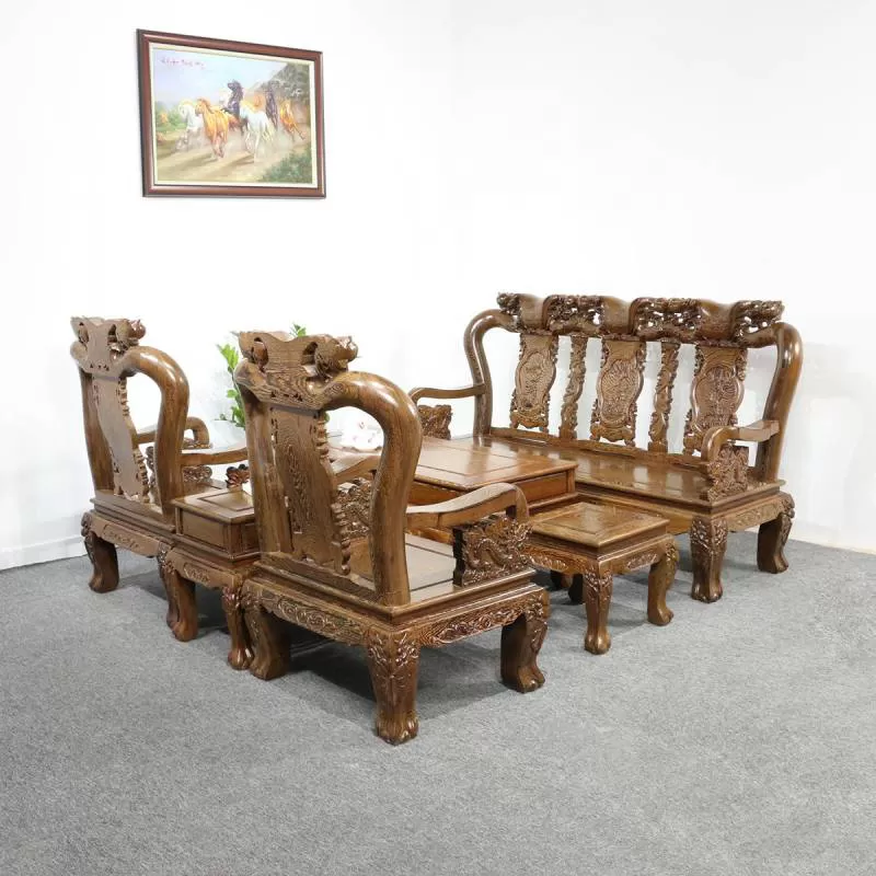 Bộ Salon Phòng Khách Mun Chạm Đào Tay 10 6 Món Giá Tốt