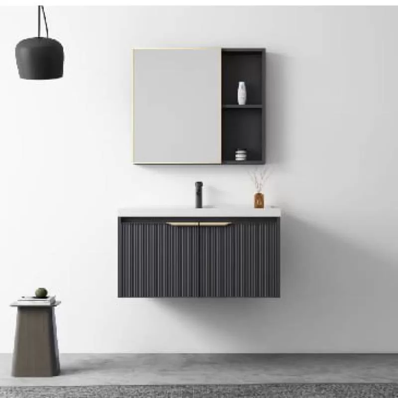 Bộ Tủ Chậu Lavabo Nhôm Kèm Gương đèn led BRODA LT-JV27