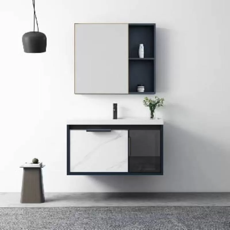 Bộ Tủ Chậu Lavabo Nhôm Kèm Gương Đèn led BRODA LT-JV24
