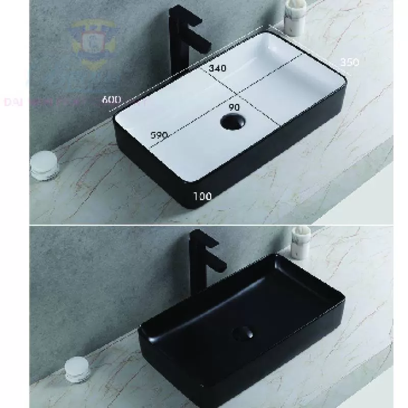 Chậu Sứ Lavabo Cao Cấp Màu Đen BRODA 8025B-48